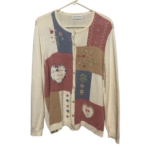 80’s Cottage Grannycore Sweater Large Embroidered Alfred Dunner - Picture 1 of 7